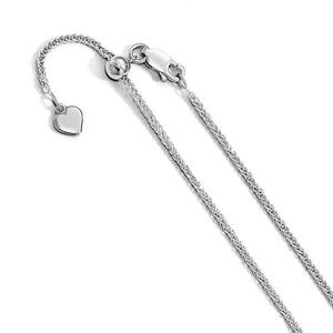 Rhodium Plated Sterling Silver 1.5mm DC Adj Wheat Chain Necklace, 30in